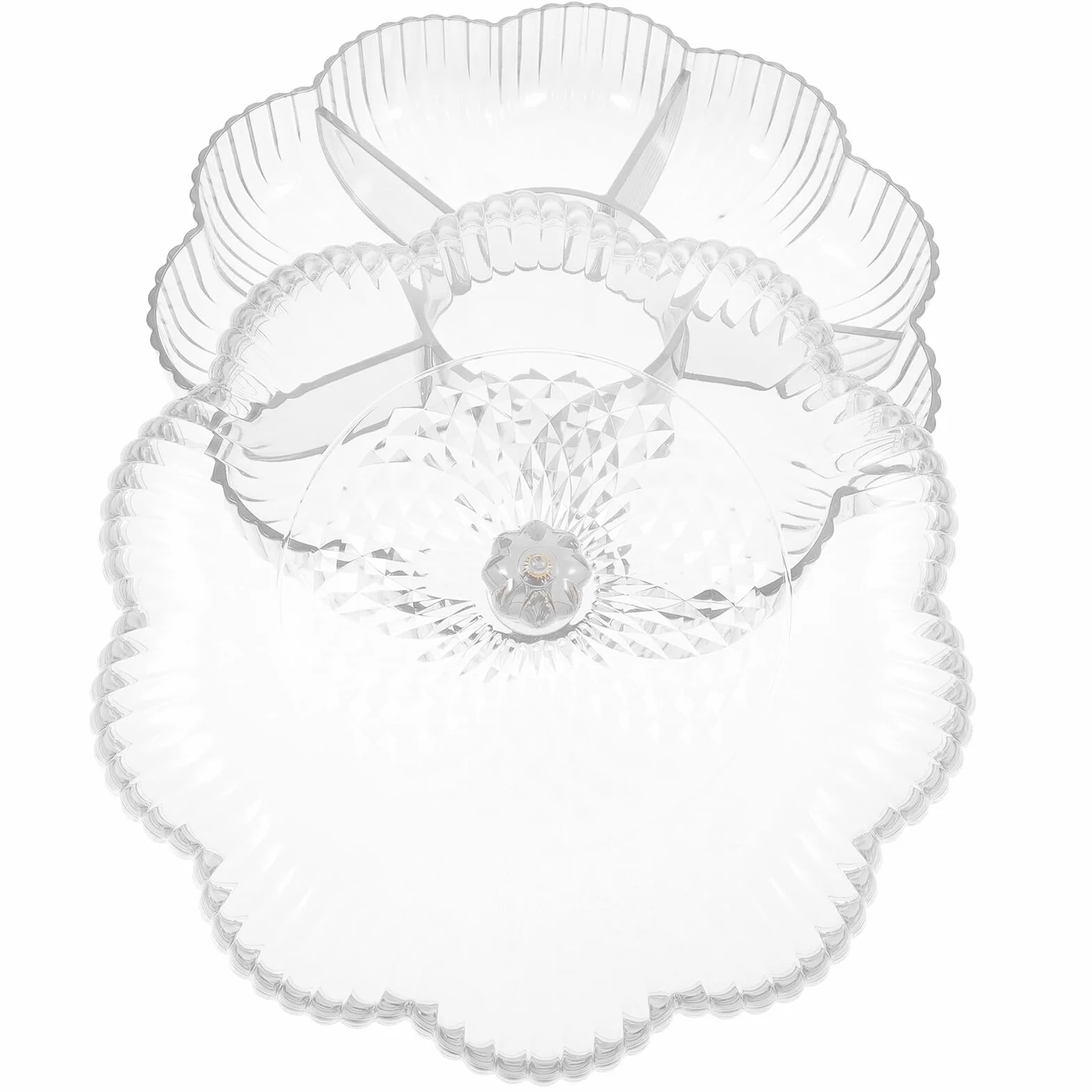 Ipetboom Bandeja de Dulces Transparente con Compartimentos en Forma de Flor Bandeja Dividida de Plástico para Servir Frutas y Snacks Adecuada para Fiestas y Hogar