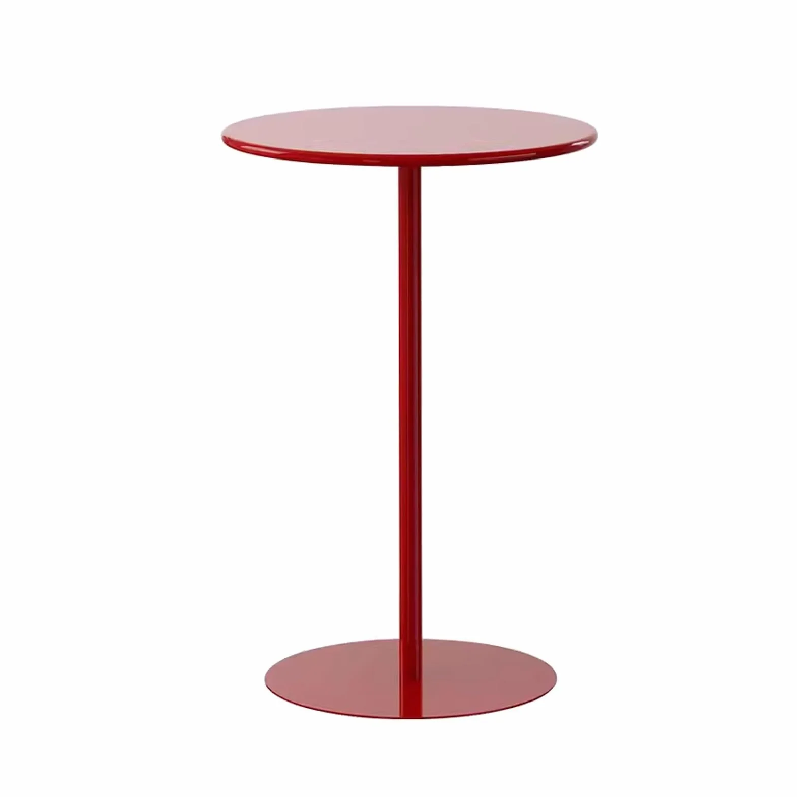 Mesa redonda de metal para bar o bar, mesa de bar para cocina, mesa pequeña de cóctel, café, bebida, desayuno, comedor, bar, escritorio, 40 x 40 x 50 cm, color rojo, diseño moderno
