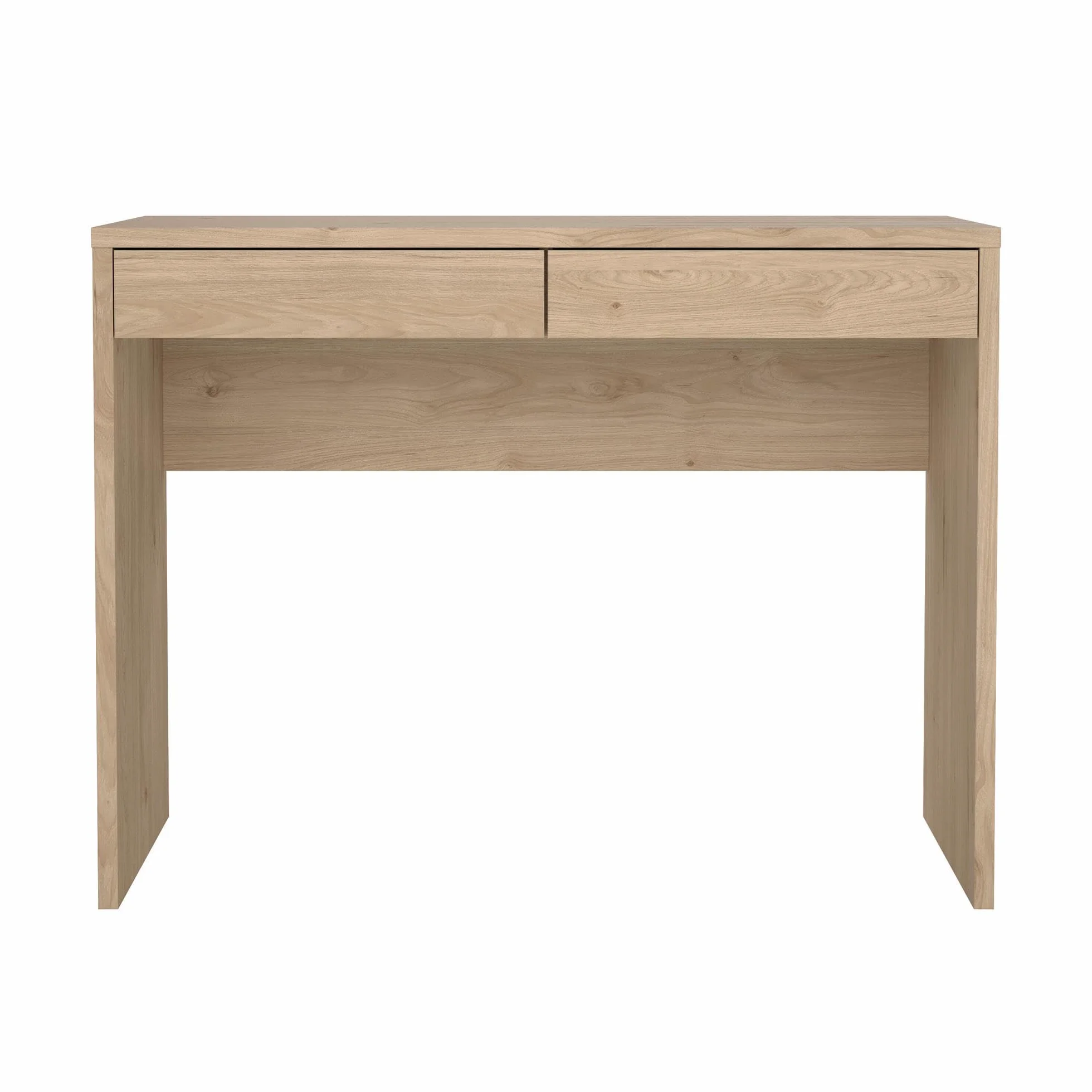 Mesa Escritorio de Estudio Jucar Oak con 2 Cajones, Color Roble, 101 x 40 x 77 cm
