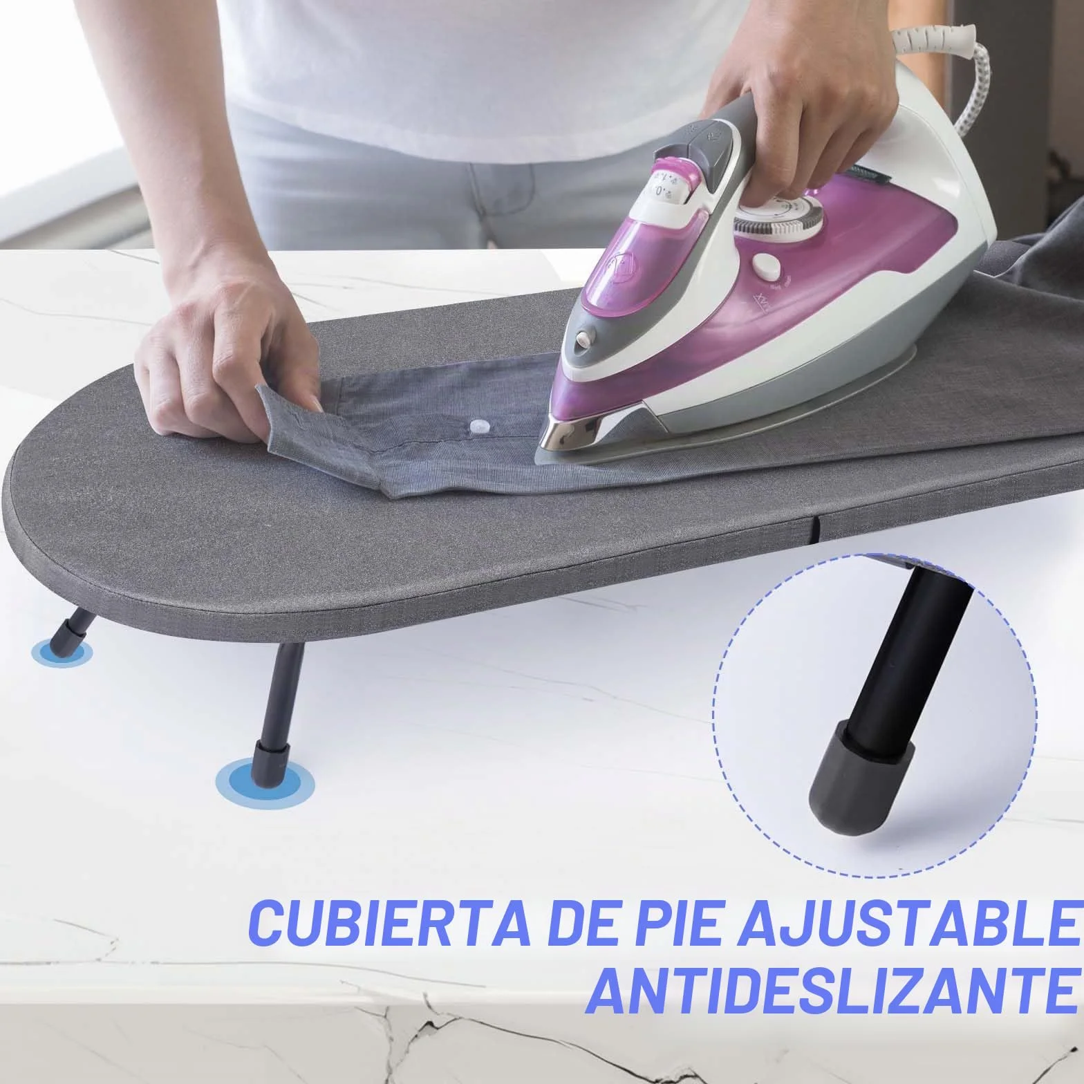 Tabla de planchar de mesa con soporte de hierro, mini tabla de planchar pesada con cubierta resistente al calor, pequeña tabla de planchar portátil plegable para dormitorios, apartamentos y viajes, 81