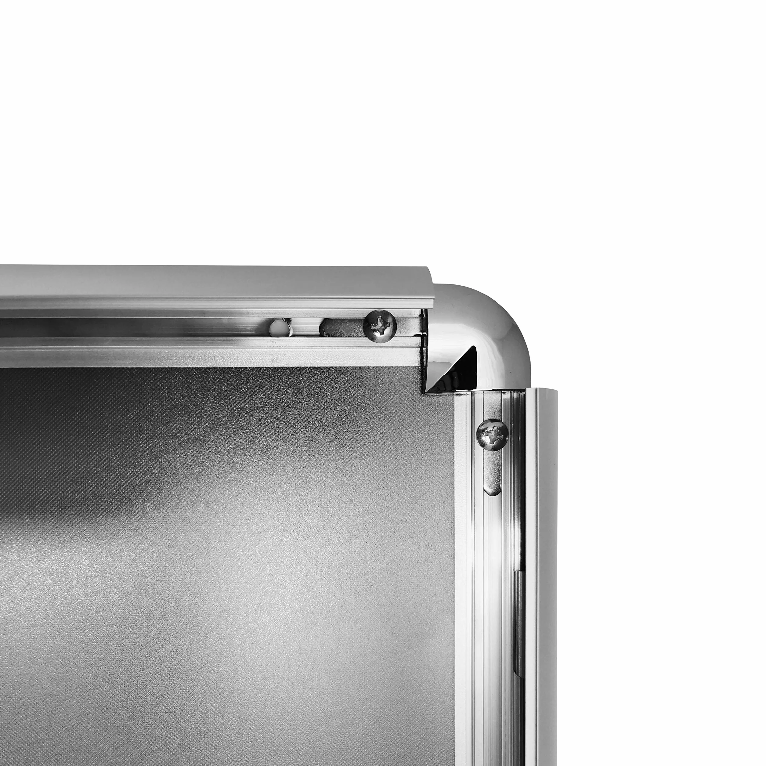 DisplayLager, Calidad danesa – Paquete de Ahorro de 10 Unidades, Color Plateado, DIN A4, Marco Plegable con Perfil de Aluminio de 25 mm, Cristal Protector antirreflectante, Material de fijación