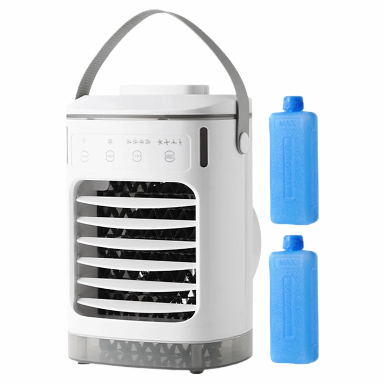 Ventilador de aire acondicionado, ventilador de refrigeración para refrigeración personal y clima de habitación, enfriador evaporativo portátil silencioso con temporizador y velocidades de