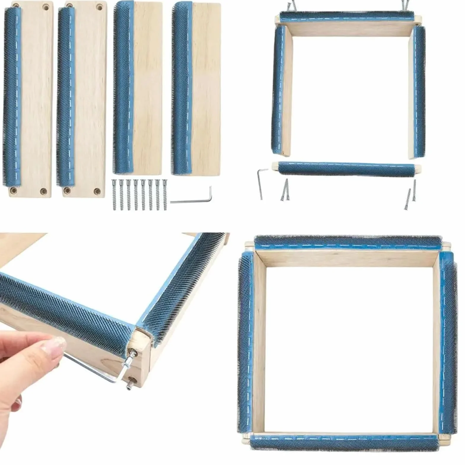 Bastidor para Bordar Aro de bordado cuadrado, tiras agarre madera for marco aguja perforadora con , DIY, costura, pintura tela, acolchado 5(50x50cm)
