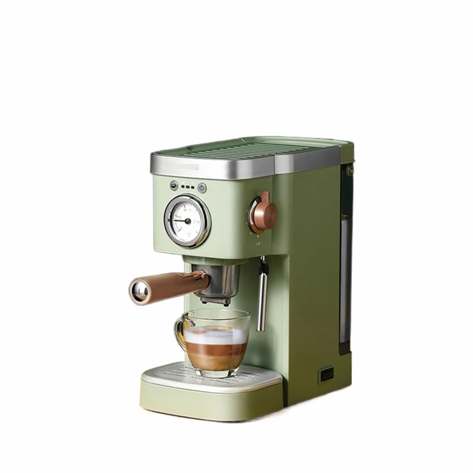 Cafetera semiautomática de 220 V con Bomba presión, cápsula Italiana, vaporizador Leche y Burbujas.