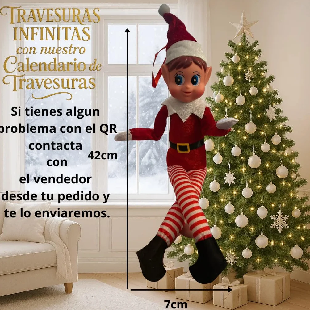 Duende Travieso Navidad Decoración con Calendario de Travesuras