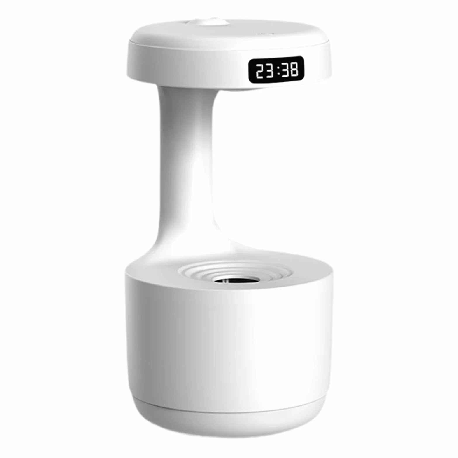 Humidificador de Aire Moderno Estilo Minimalista con Invertida Atomización Fina Reloj Digital en Pantalla LED Apagado Automático por, Blanco, Individual
