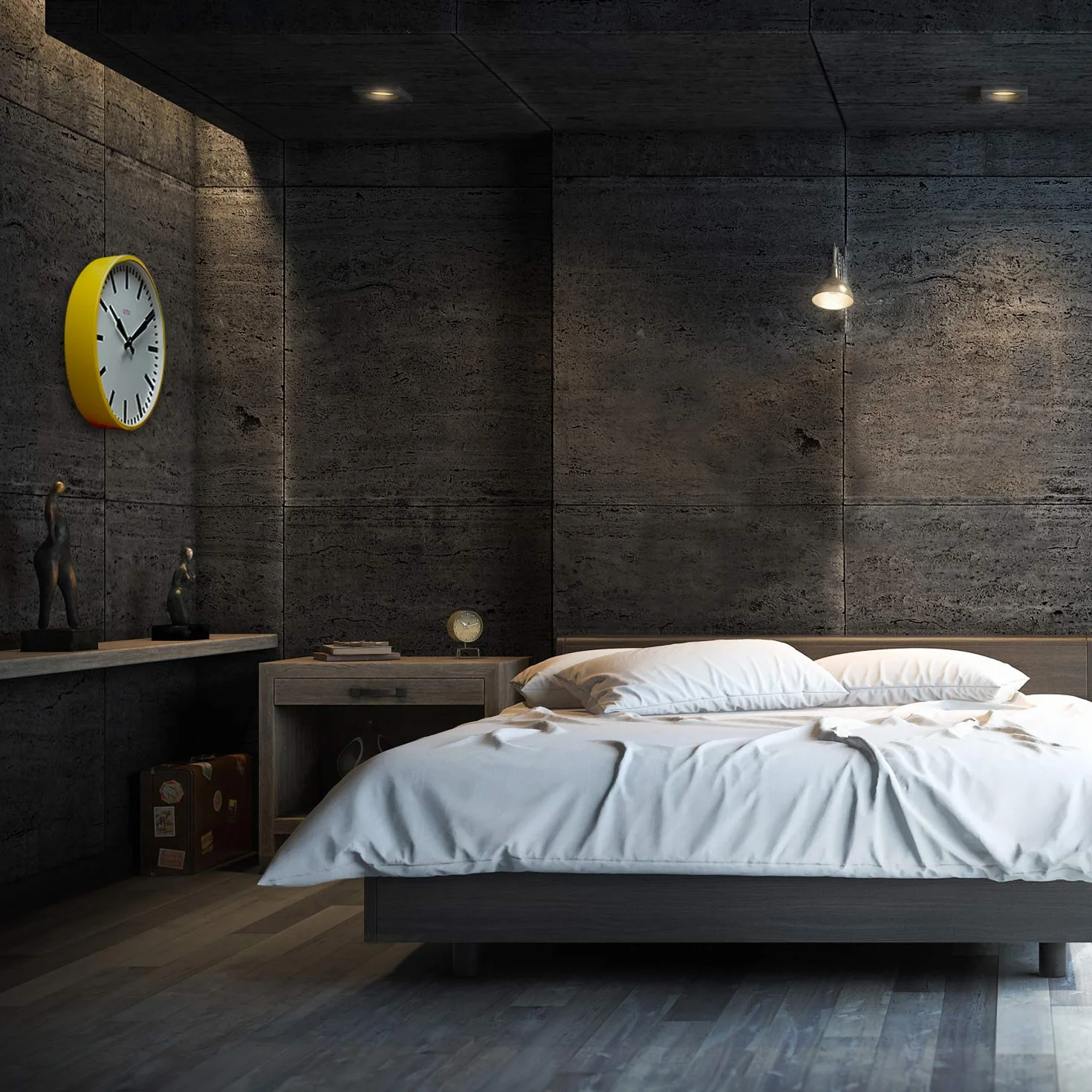 Cloudnola - Reloj de Metal, Estilo Industrial, Reloj de Pared con diseño contemporáneo, Movimiento de Cuarzo silencioso, Amarillo y Negro sin números