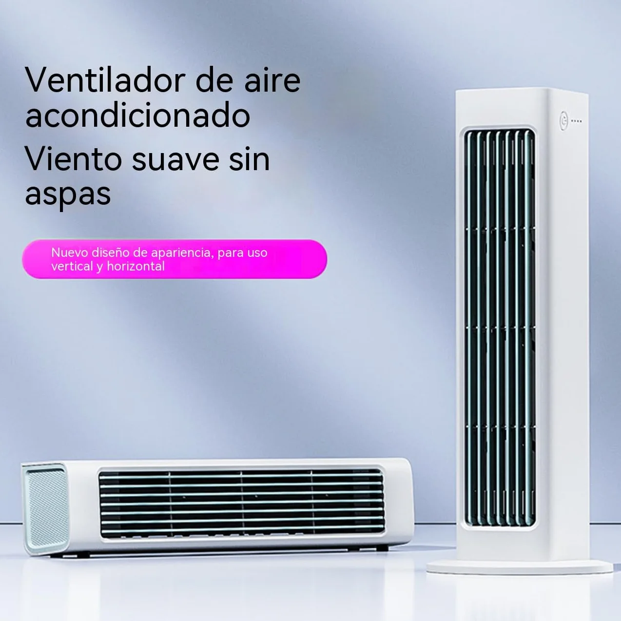 Ventilador sin aspas 2 en 1 vertical y horizontal, oscilación 60°, salida de aire ancha 230 mm, enfriamiento rápido y silencioso, montaje en pared sin perforación, para dormitorio, salón y oficina
