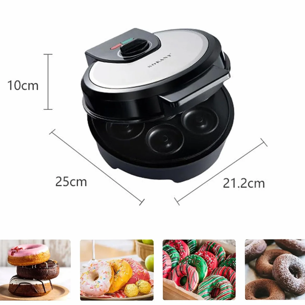 SOKANY SK-327 1000W Máquina para Rosquillas, Máquina para Rosquillas Para 7 donuts, Revestimiento Antiadherente, Fácil de limpiar, Horneado de doble cara
