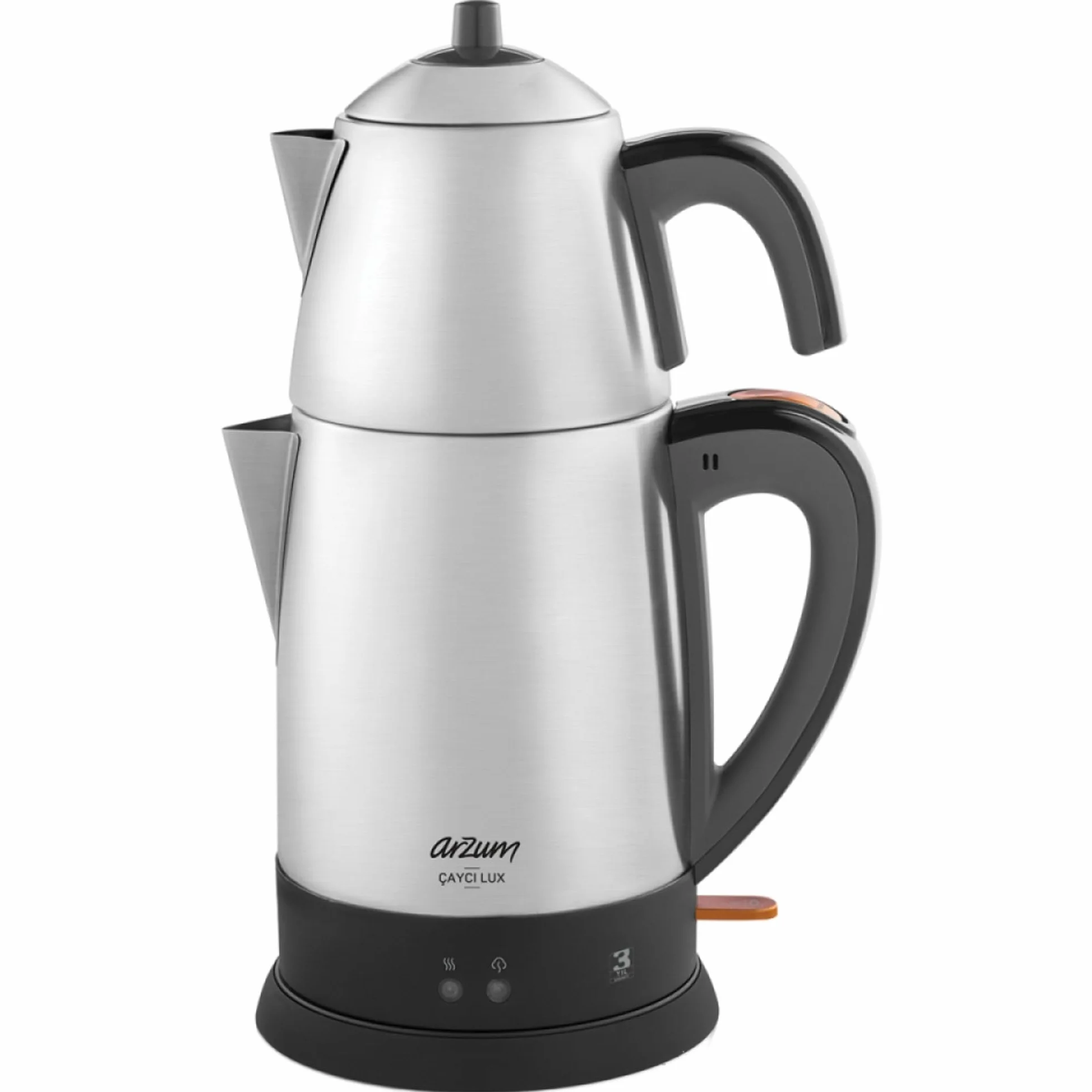 ARZUM - Cayci Lux, Tetera turca de acero inoxidable, capacidad de olla de 0,7 l, capacidad del calentador de agua de 1,8 l, 2100 W