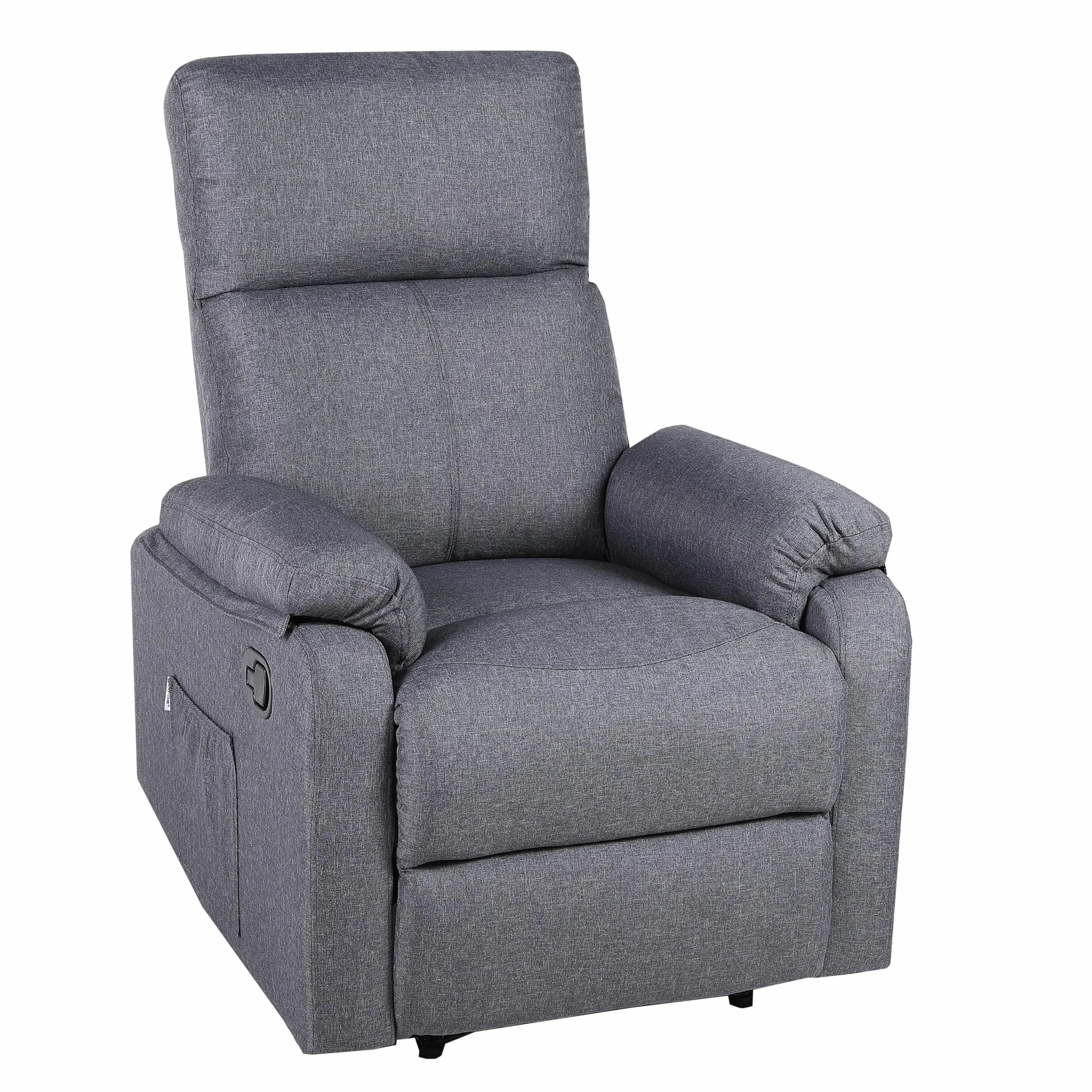 ECODE® Sillón Reclinable Manual de Tela con Calor Lumbar, Reposabrazos Lavables y USB de Carga – Comodidad para Personas Mayores en Salones o Espacios Reducidos