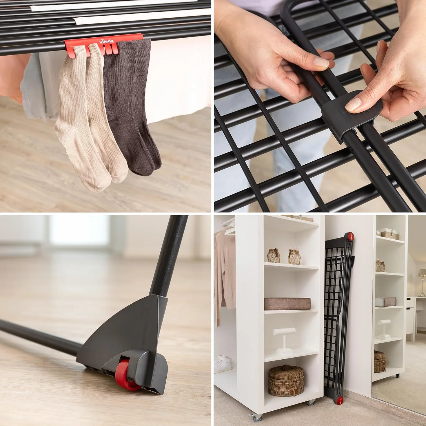 Vileda Tendedero Infinity Flex Ultimate Extensible, Negro Mate, tendido 30 m
