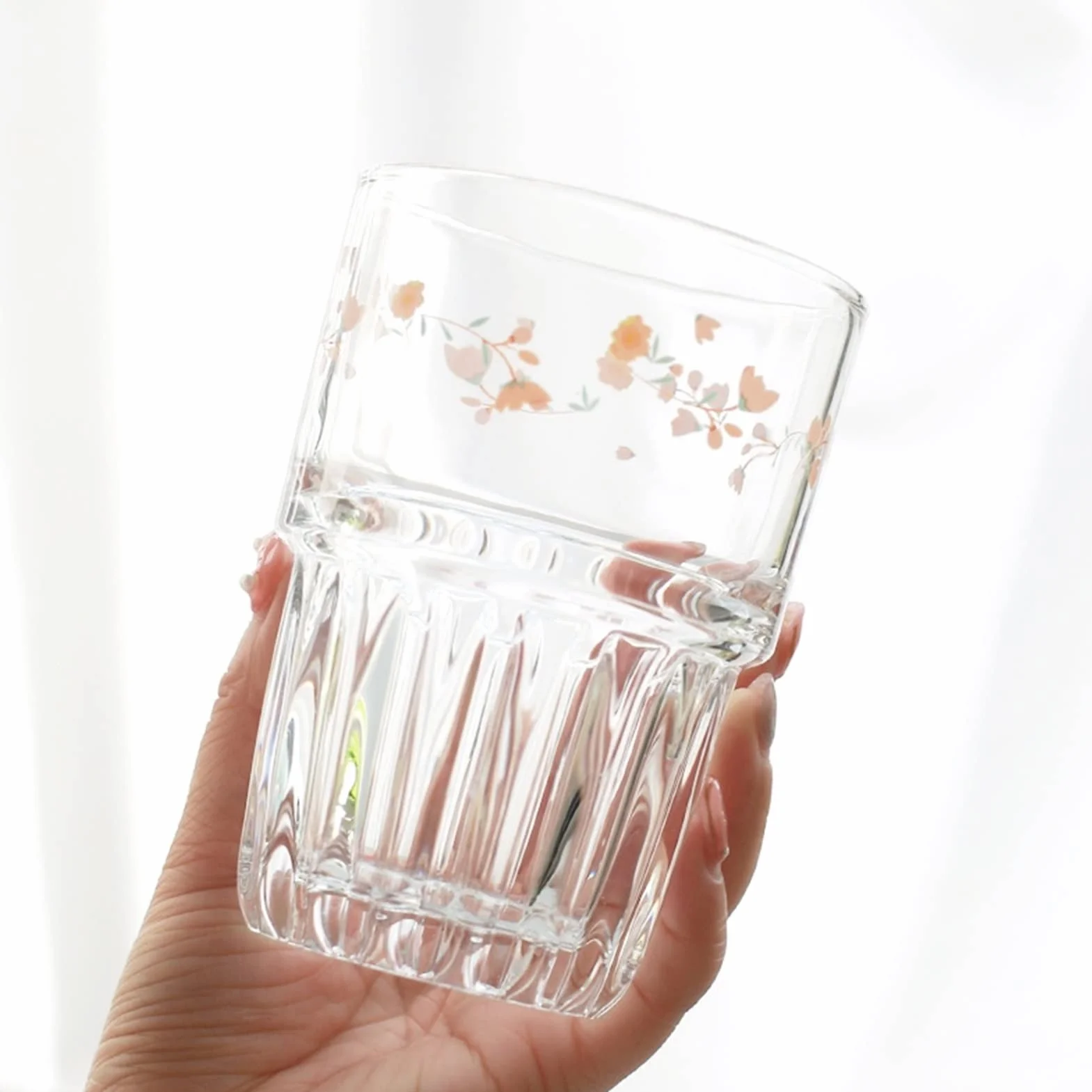 QINGGANGLING999 Vasos de Agua 260ml de vidrios for Beber Lindo Copa de Cristal Creativo Taza de Agua Transparente Estudiante Leche Resistente al Estudiante Vidrio Vasos Cristal
