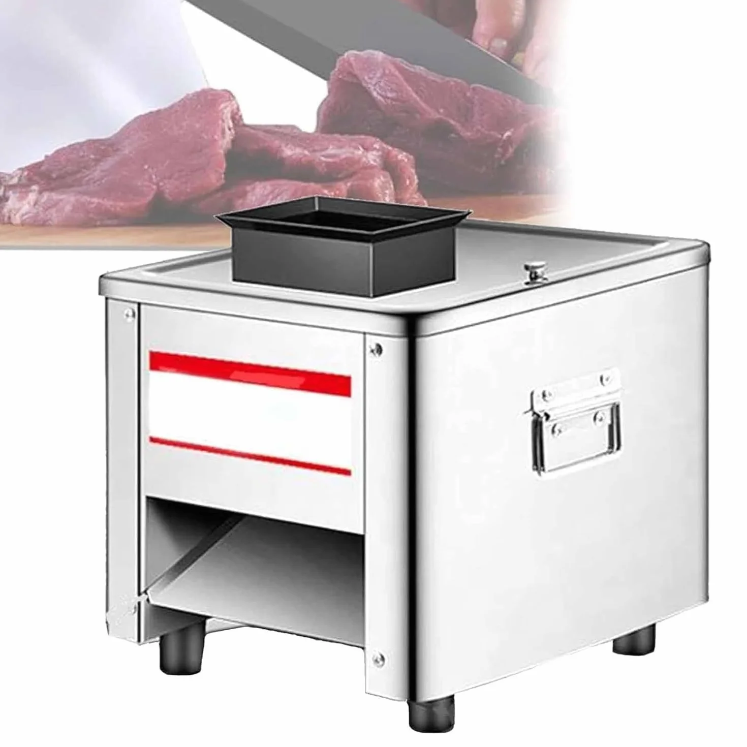 Cortadora De Carne Eléctrica De Acero Inoxidable - Máquina Cortadora Automática De Carne Fresca para Pechuga De Pollo Deshuesada, Cerdo Y Verduras Blandas - Ancho De Rebanada(Size:15mm)