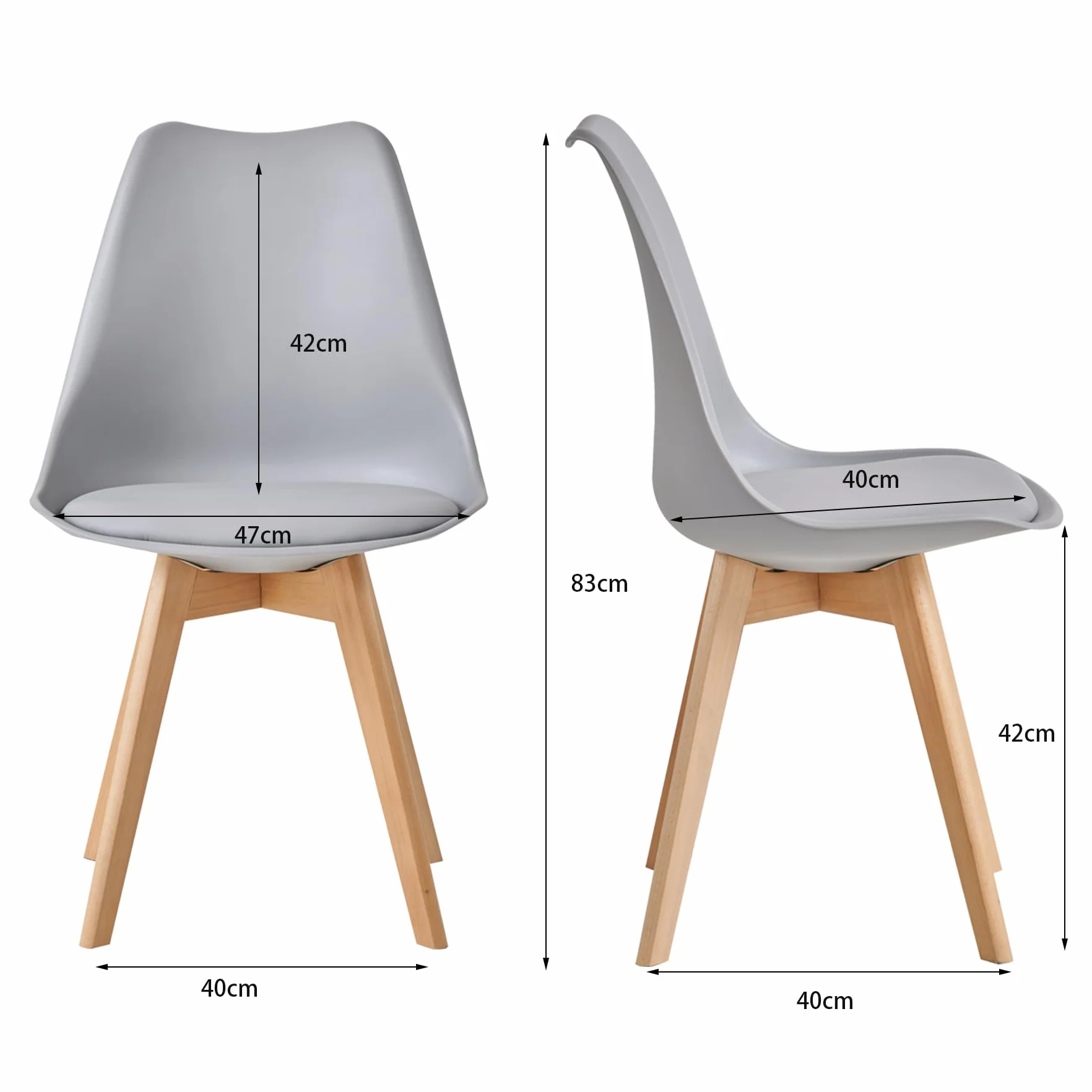 Juego de 6 Sillas de Comedor, Patas de Madera Maciza, Cojín de Silla Extraíble, Silla de Cocina, Silla Moderna (Gris-6)
