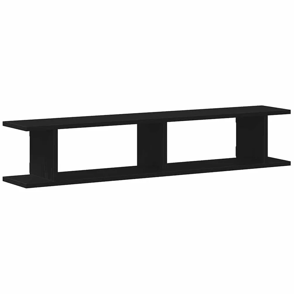 Homgoday Estante Pared 2uds Madera ingeniería Roble Negro 105x18x20cm Estantería de Pared Colgante Flotante Almacenamiento Espacio Decoración Artículos Diarios en Familia