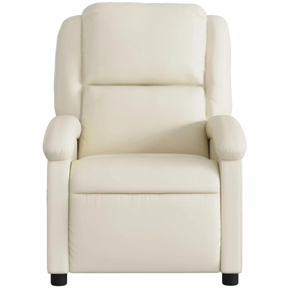 IKAYAA Sillón Masaje Reclinable Sillón Masaje Eléctrico Sillon Relax Reclinable Sillon Reclinable Manual Sillón Relax de Cuero Sintético, con Prácticos Bolsillo, Crema