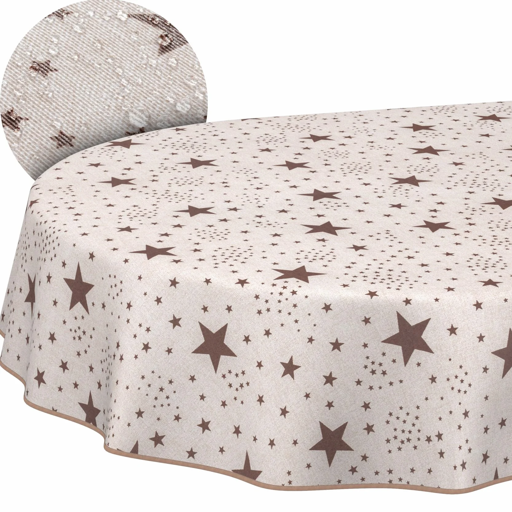 Mantel de tela textil lavable, mantel de algodón, poliéster, estrellas, ovalado, 280 x 140 cm, para interior y exterior