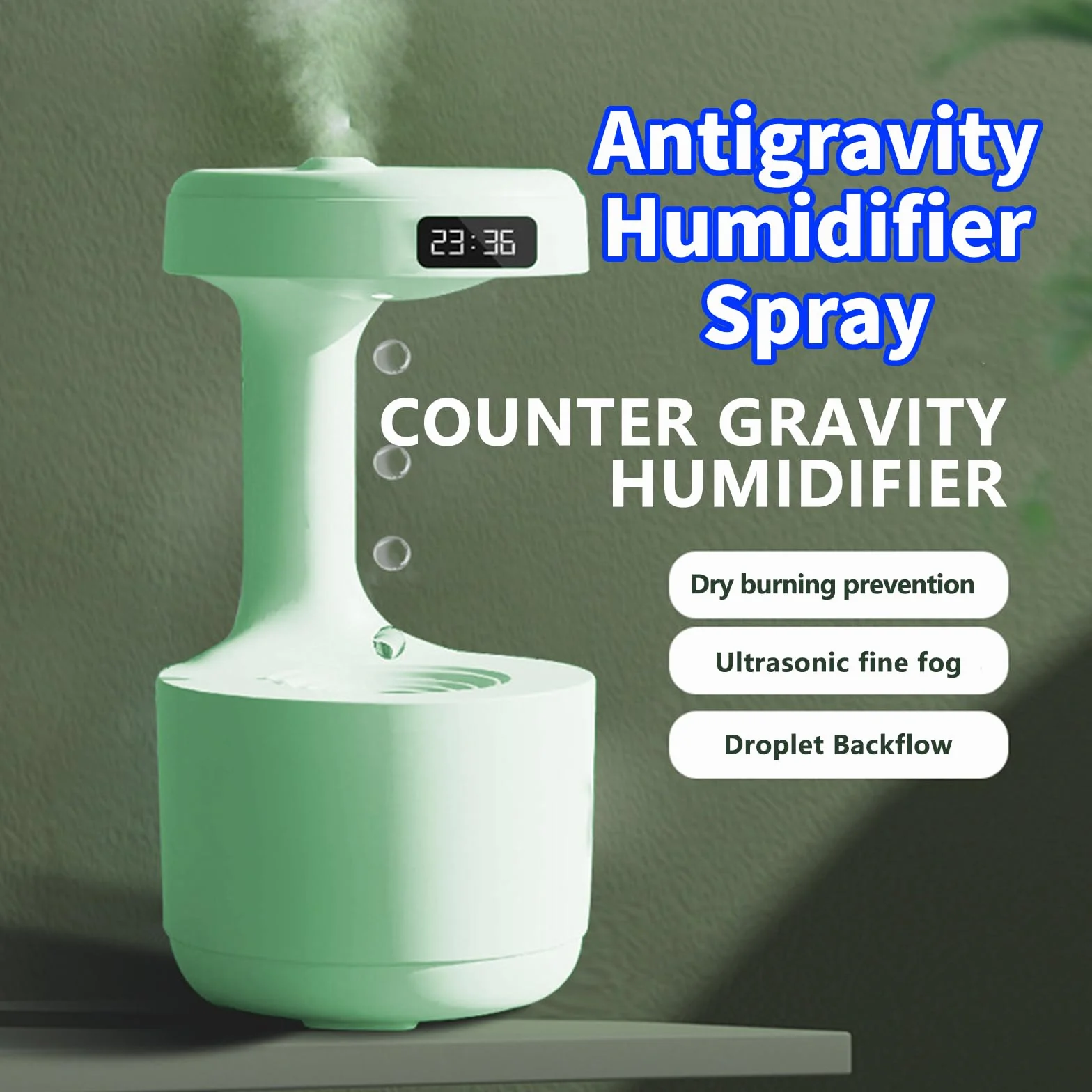 Humidificador ultrasónico de niebla fría, 800 ml, con pantalla LED y temporizador de 8 horas, ideal para uso en oficina y dormitorio
