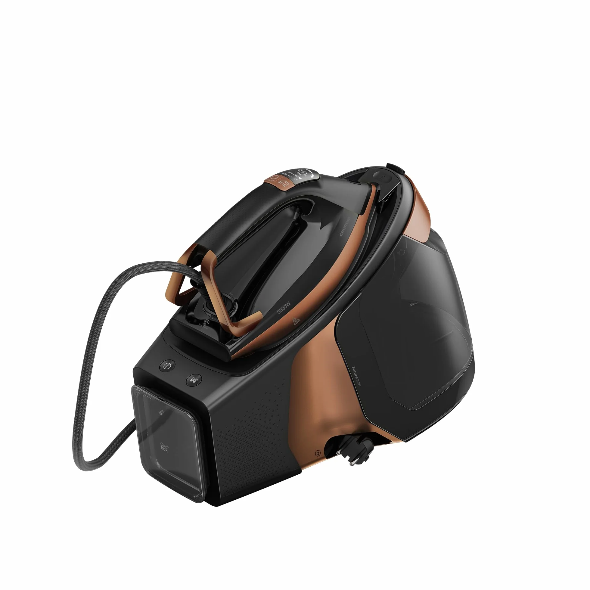 GRUNDIG SIS 9180 - Generador de vapor, 3000 W, sensor de movimiento SteamSense, presión de vapor de 8 bares, 1,8 litros, modo inteligente, suela ActiGlide recubierta de cerámica, antigoteo, negro