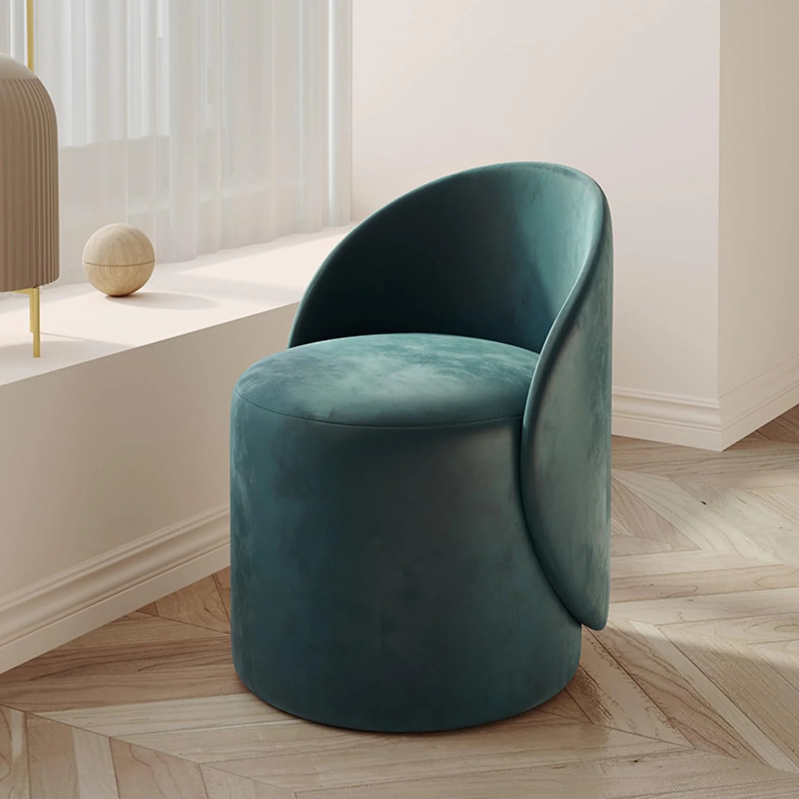 WANGTIAN Taburete de Lavabo para Maquillaje, Taburete Redondo de Cordero Blanco, Asiento de tocador de Terciopelo, Taburete de sofá Giratorio de 360°, Dormitorio, Sala de Estar, Entrada, Oficina, Des