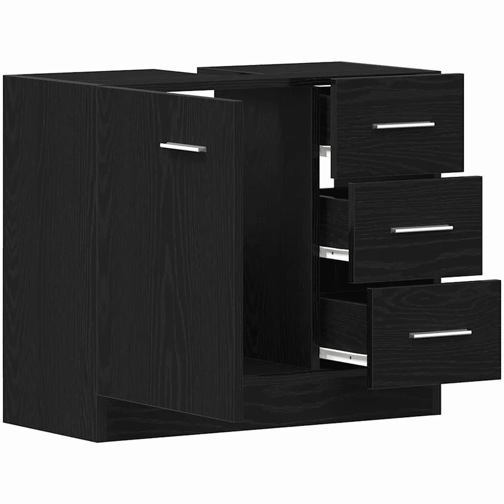 vidaXL Armario de Lavabo Roble Negro 63x30x54 cm Mueble de baño