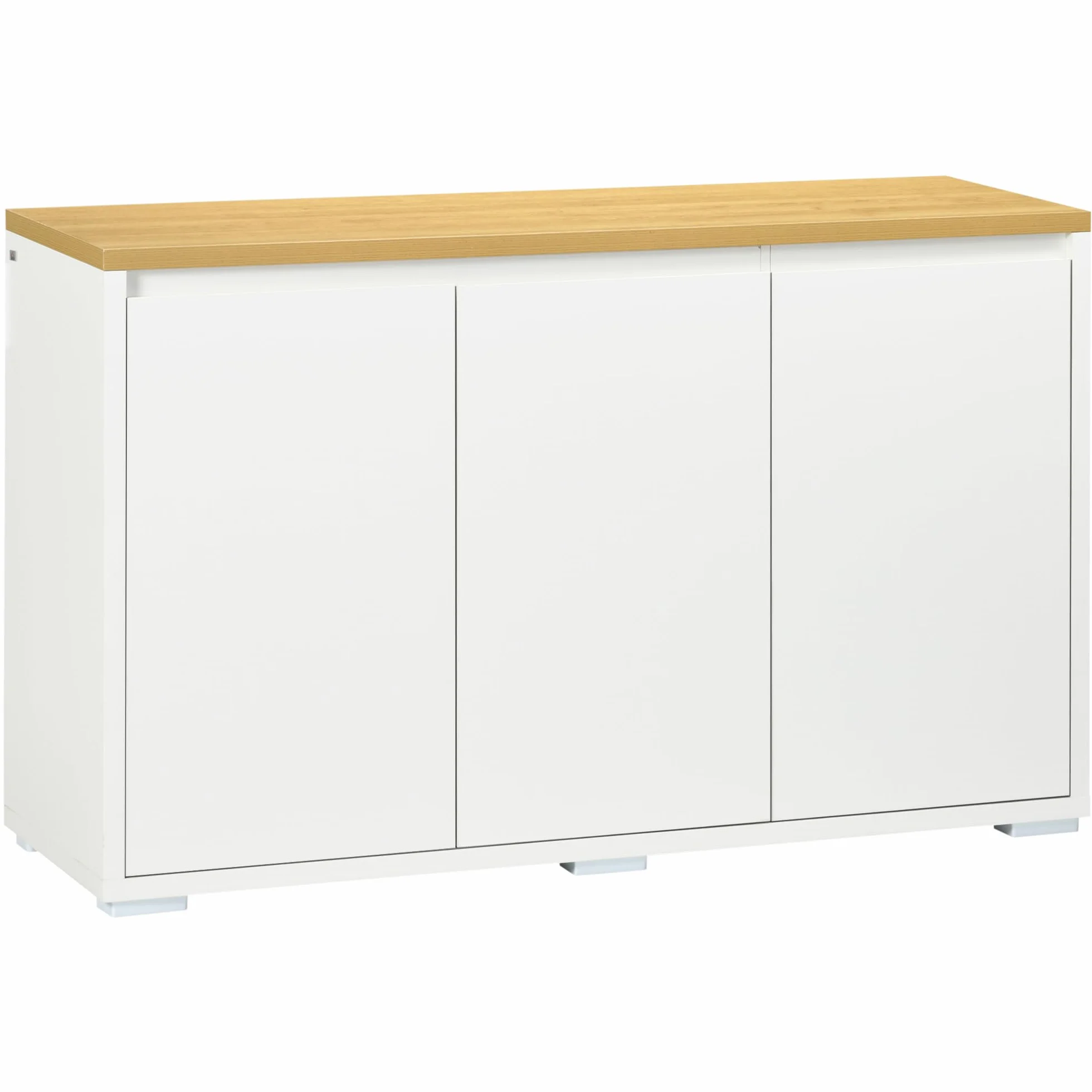 HOMCOM Aparador de Salón Armario de Almacenamiento Mueble Auxiliar de Cocina con 3 Puertas y Estantes Ajustables para Comedor Entrada 120x37x75 cm Blanco