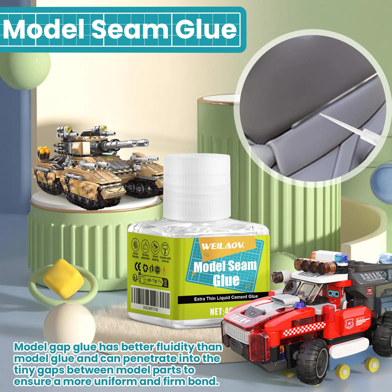 Pegamento Maquetas, Pegamento para Plastico, Pegamento Modelismo, Cemento Extrafino de Fijación Rápida, Varios Adhesivos Rellenos, Cola Transparente Manualidades para Maquetas, 40ml