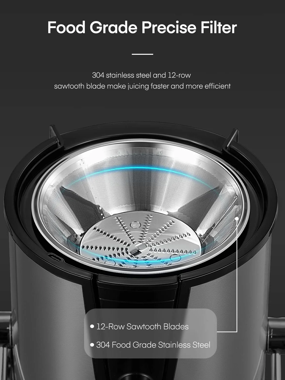 FOHERE Licuadora Extractor de Zumos 400 W 3 Velocidades Cepillo Incluido