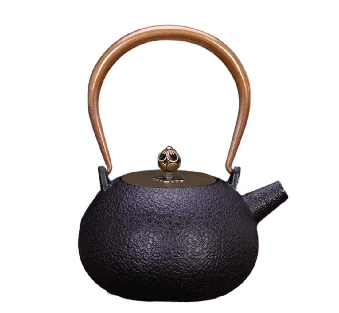 Tetera de hierro fundido, tetera de hierro fundido, tetera japonesa, tetera china de hierro fundido, gran capacidad, 40 oz - 1200 ml, tetera de hierro fundido apta for estufa, tetera de hierro fundido