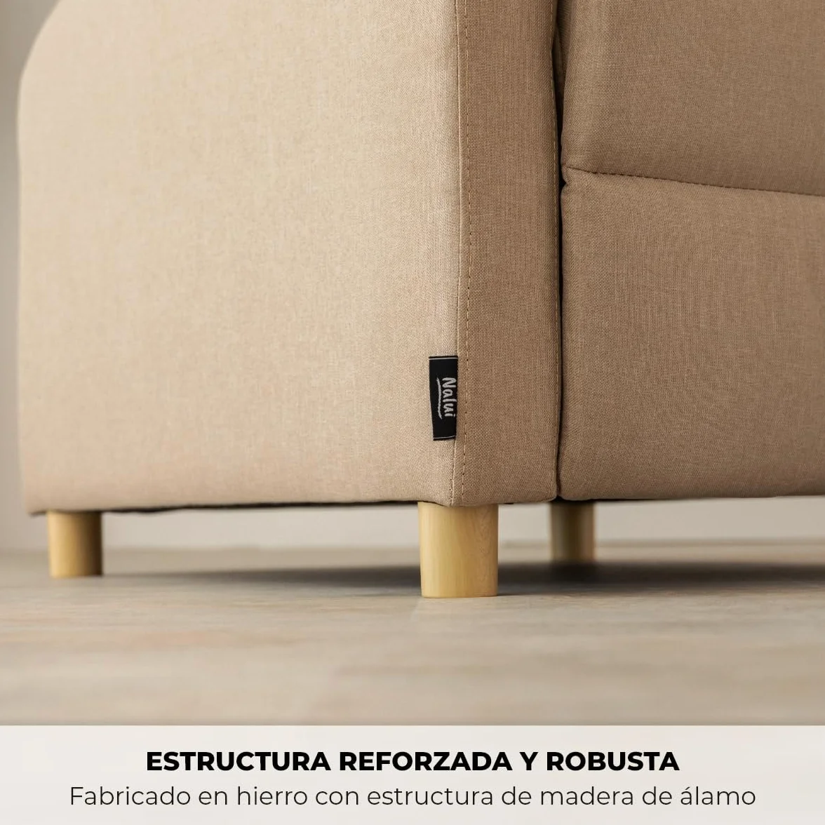 ZZ DON DESCANSO - Sillon Relax Reclinable Tela Verona (63x74x105cm). Sillón Reclinable Compacto con Reposapiés, Apertura Push, 2 Posiciones y Posición Cero, Butaca Reclinable hasta 160º (Arena)
