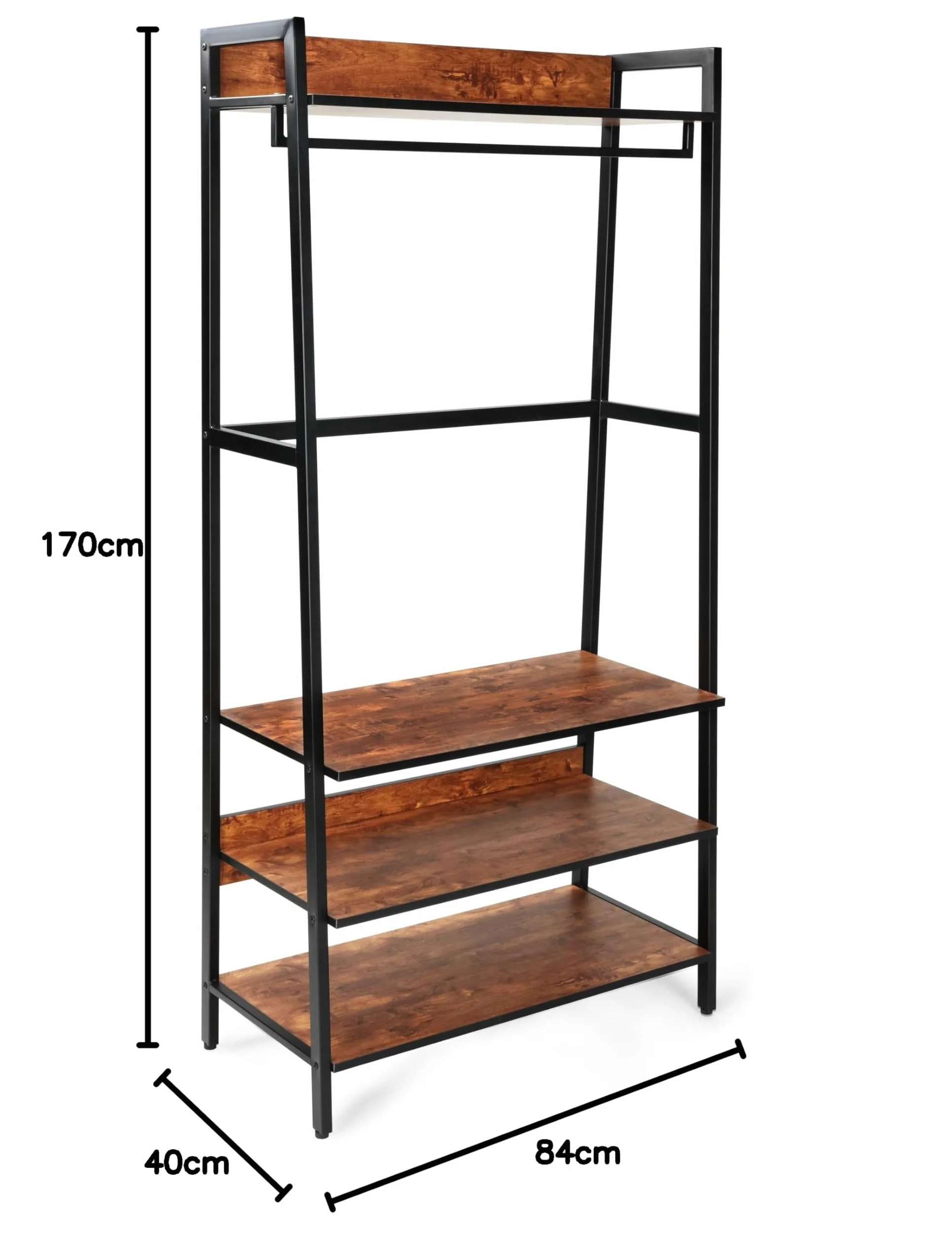 Closet Norte Vestidor con Estante de 84 cm de Ancho para Camisas con baldas Inferiores para Zapatos o Ropa, Laterales de Metal y baldas de MDF