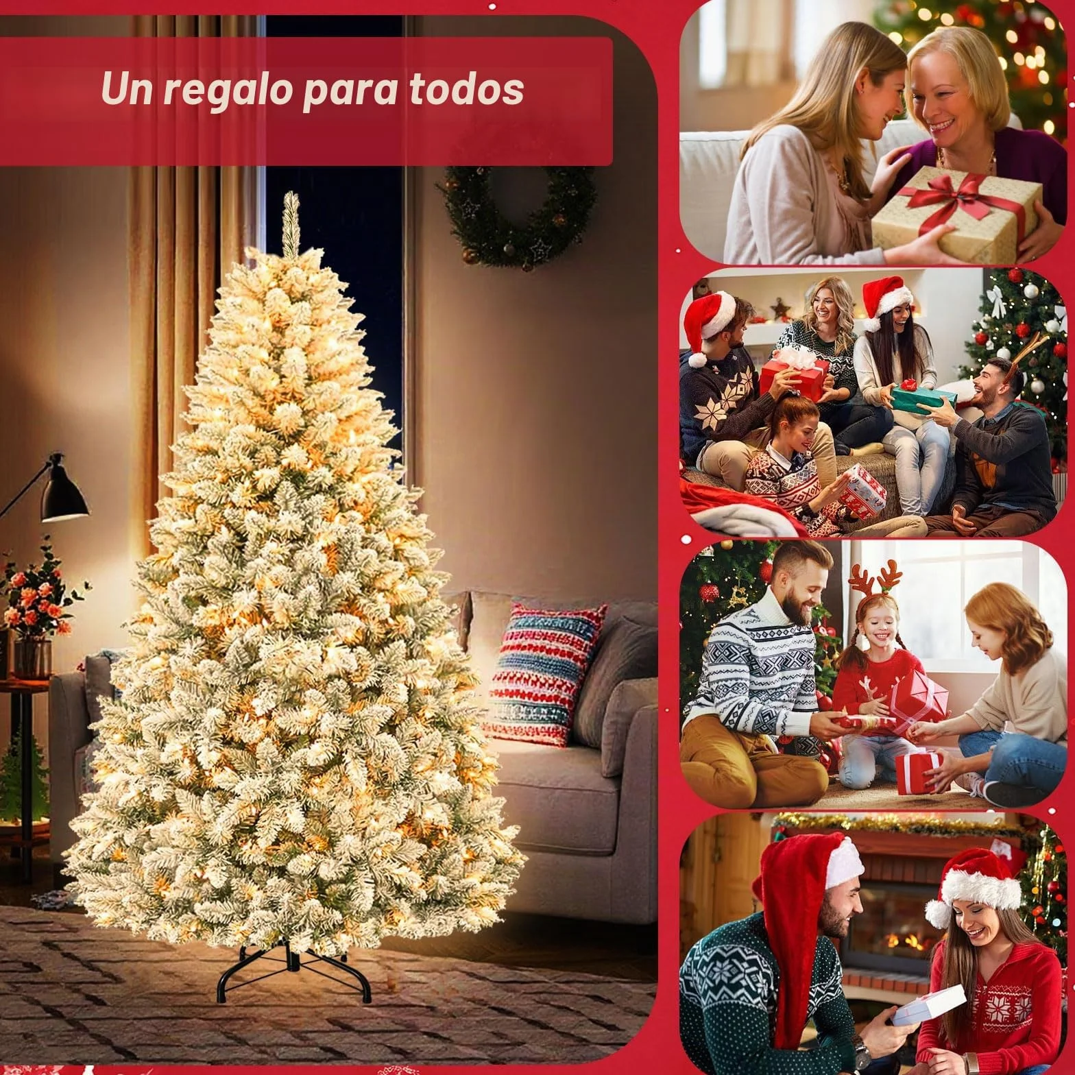 Árbol de Navidad Grande Artificial con iluminación,árbol de Navidad de 180 cm con LED y 900 Puntas,árboles de Navidad Artificiales adecuados para decoración de Navidad y Año Nuevo (DABlanco)