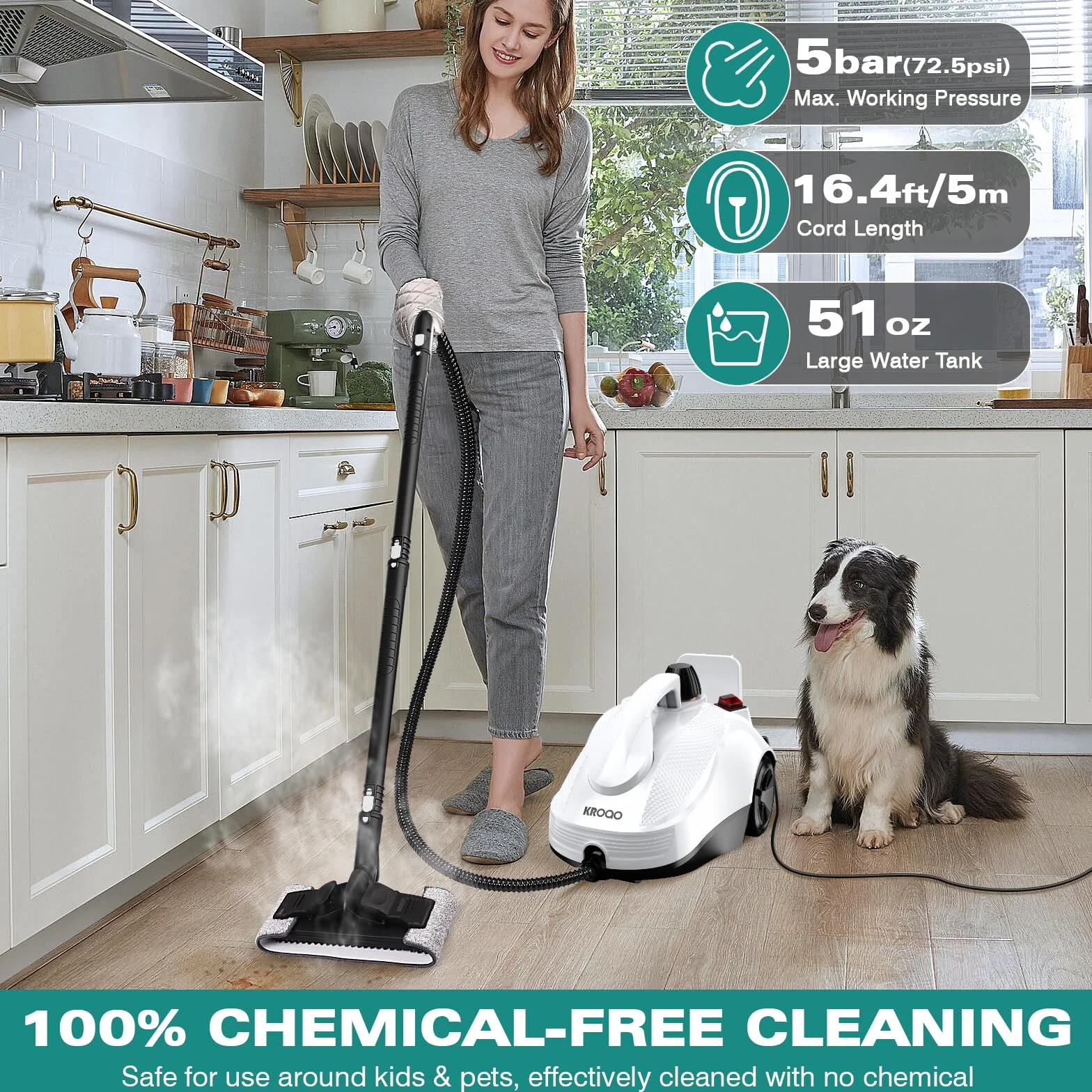 vaporeta limpieza hogar - limpiador a vapor multifuncional con 23 accesorios para eliminar manchas de paredes, suelos, alfombras, sofás, coches, azulejos, tapicerías, baños, 1,5 litros
