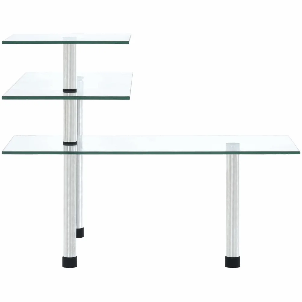 Estantería esquinera de cocina de 3 niveles, vidrio templado, acero inoxidable, transparente, ahorra espacio, especiero y organizador de cocina, con 3 estantes escalonados para hierbas, latas