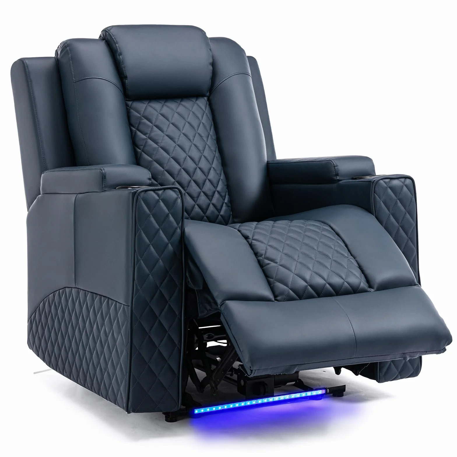COMHOMA Sillon Relax Reclinable Sillón Relax Electrico Masaje Sillón Reclinable con LED, Función de Inclinación, Alón, Dormitorio, Cine en Casa, Azul
