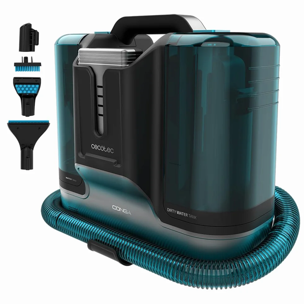Cecotec Limpiador Aspirador de Tapicerías y Alfombras sin Cable Conga Carpet&Spot Clean Liberty. 150W, Autonomía 30 mins, 2 Depósitos, Pulverizador de Agua y Accesorio Limpia Ventanas