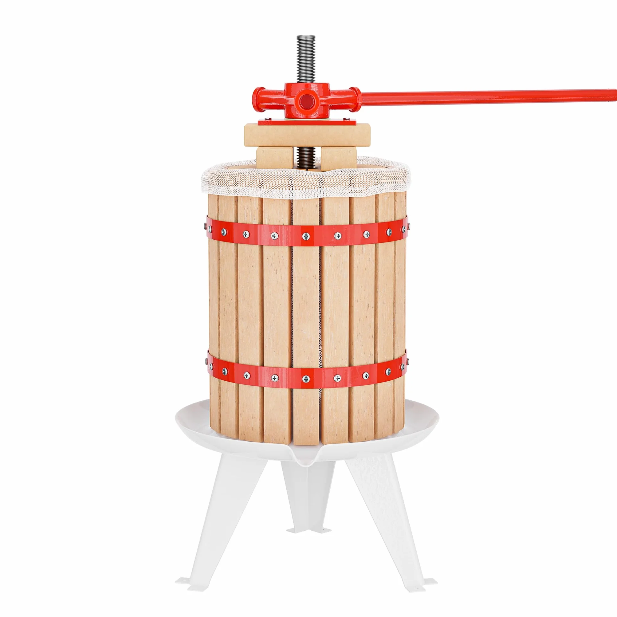 WilTec Prensa para Frutas Bayas Vino Sidra de Madera con Capacidad de 6 litros y Bolsa de macerado