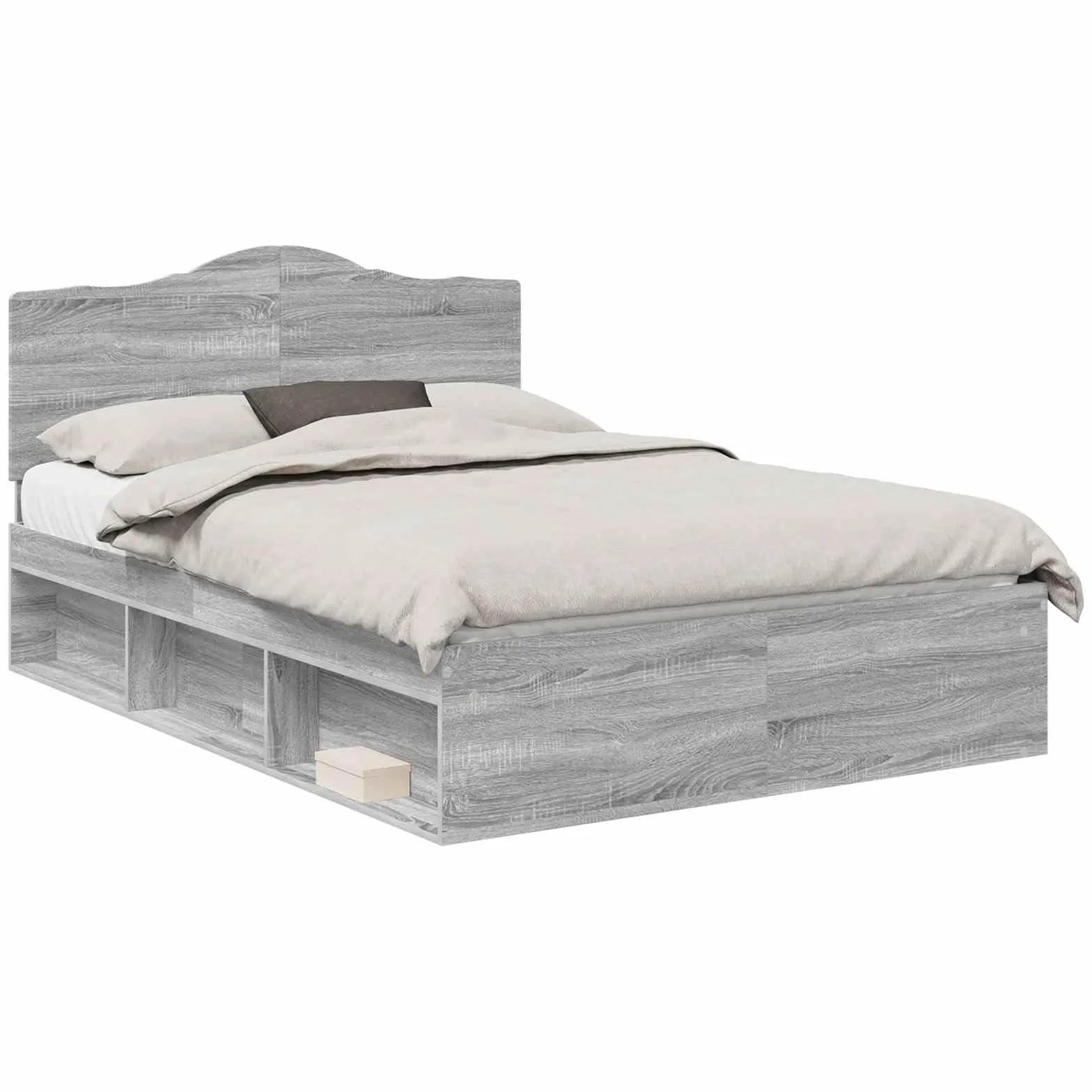 vidaXL Estructura de Cama con cabecera Gris Sonoma 140 x 190 cm