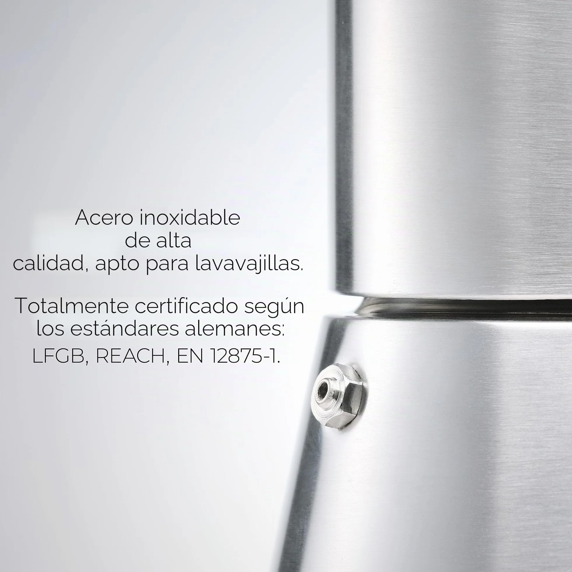 NEVO Cafetera de inducción de acero inoxidable, 6 tazas, libre de BPA y sostenible, para todo tipo de fuegos y camping, apta para lavavajillas, juego premium de cafetera moka – elegante para los