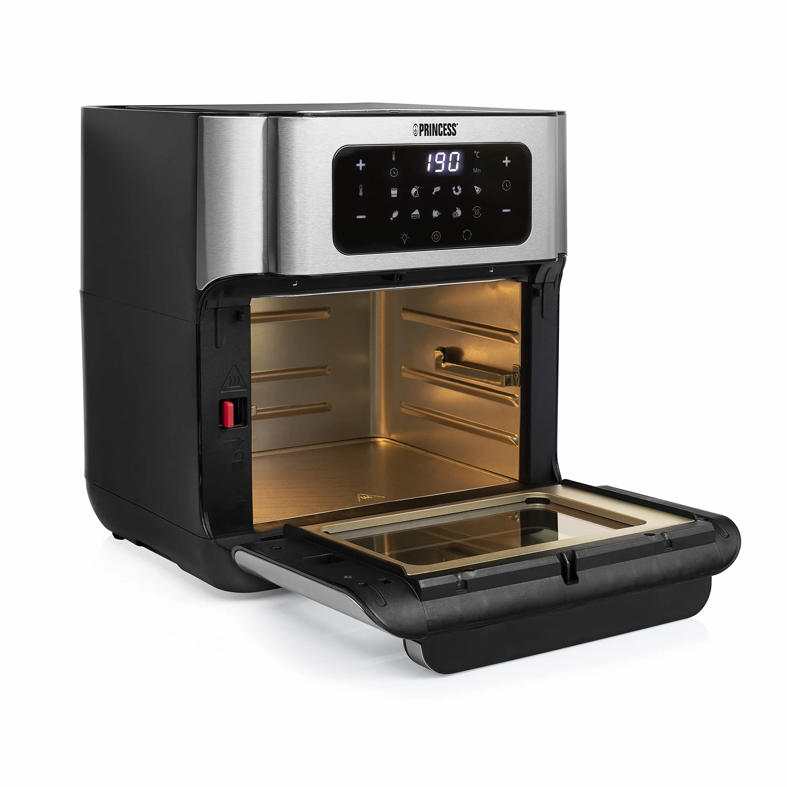 Princess Freidora sin Aceite Horno 10 L con Cesta Giratoria, Airfryer con Convección, 10 Programas, Pantalla Táctil Digital, Acero Inoxidable, Hasta 66,7% Ahorro Energético, 1500 W, 182065