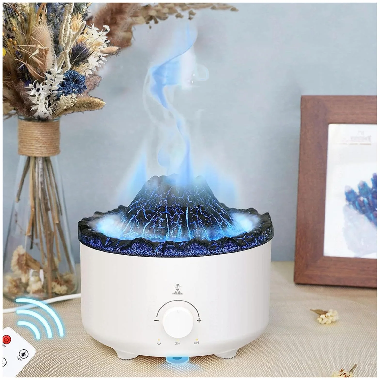 Humificador De Aromas, Vaporizador Aceites Esenciales 2 Colores con Efecto Llama,Control Remoto, Umificadores Ambientador Vapor para Hogar,Dormitorio,Oficina,D