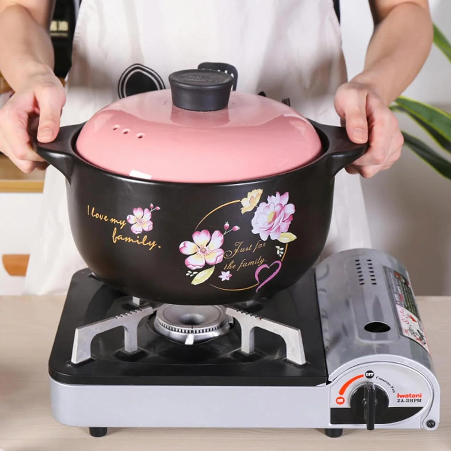 Olla Grande De Barro con Tapa: Olla Versátil De Cerámica para Sopas, Guisos, Arroz Y Carne Cenas con Invitados Y Comidas Familiares. One Color 2.5L/2.3Quarts