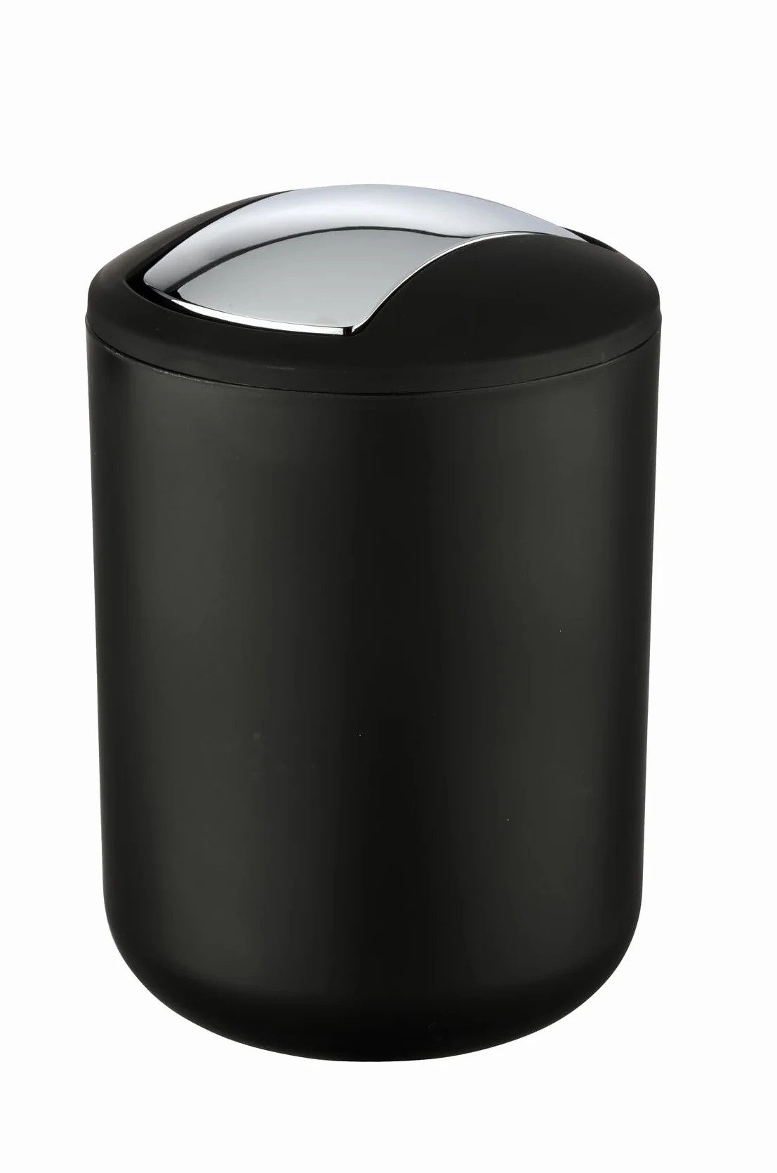 Wenko Papelera Brasil S, 2 litros, con tapa abatible, plástico irrompible sin BPA, Ø 14 x 21 cm, negra