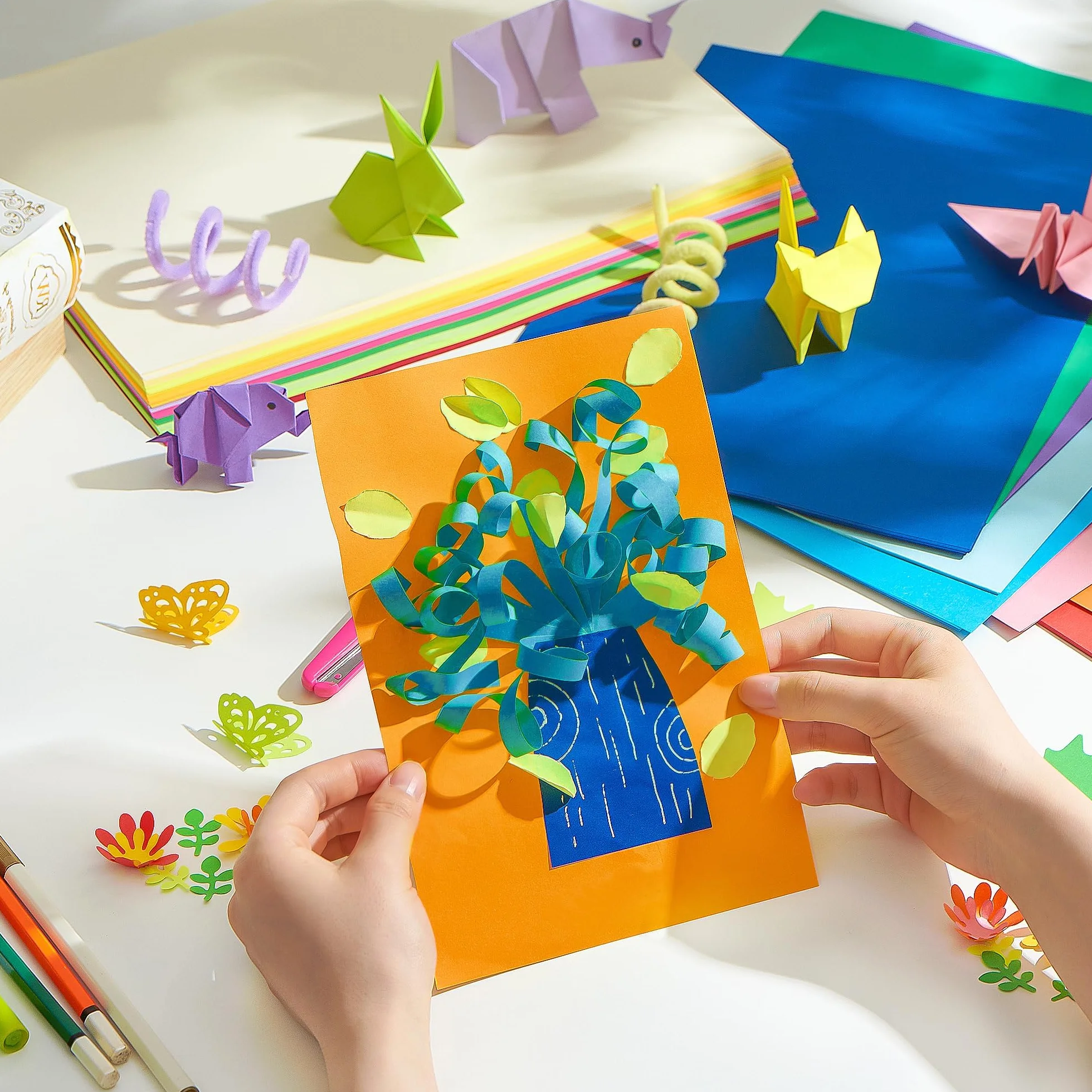 Papel de origami A4 200 hojas 20 colores brillantes 70 g/m² doble cara manualidades