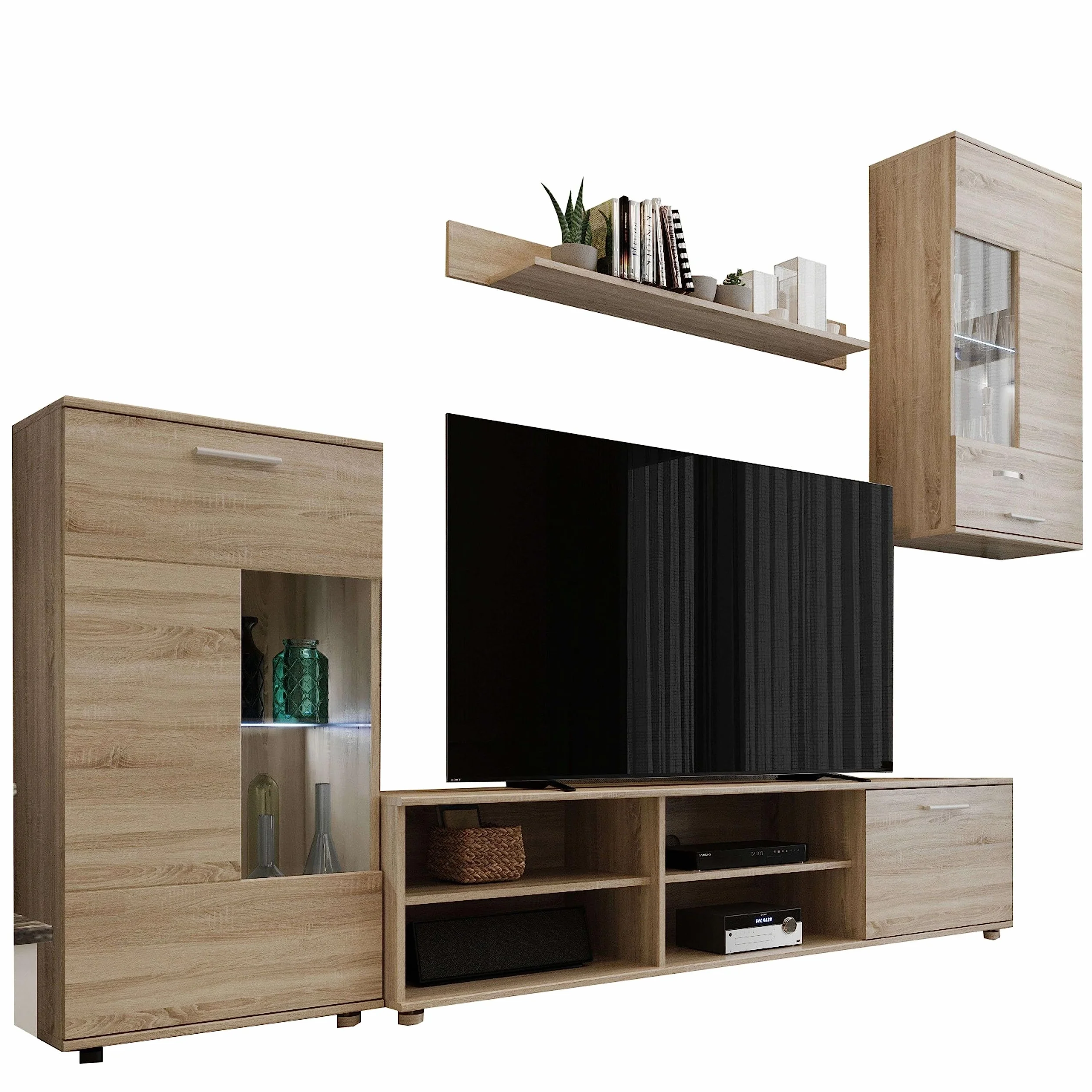 Mueble De Salón En Color Roble Sonoma 230x38,3 cm Moderno