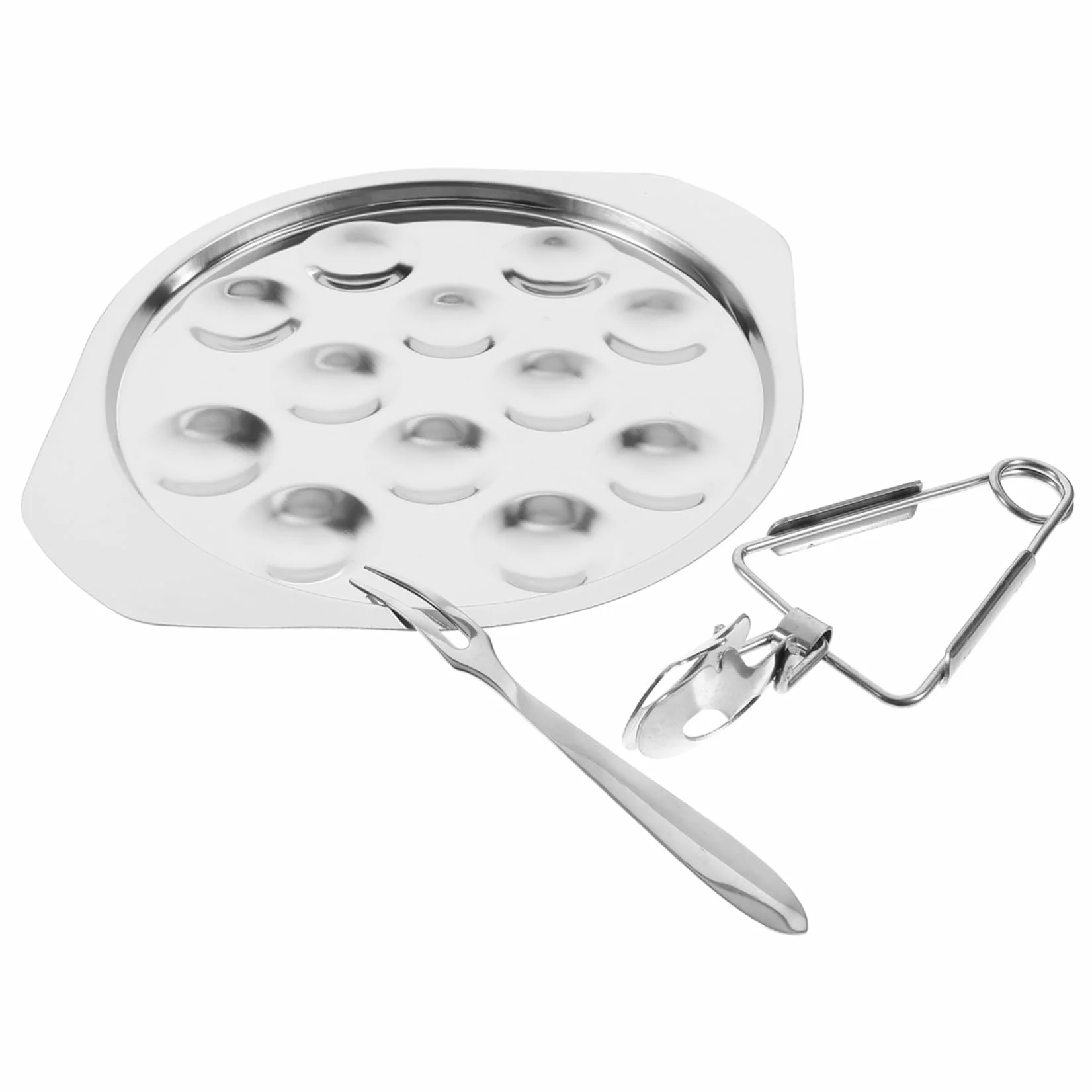Plato para Caracoles De Acero Inoxidable Cavidades Poco Profundas, Adecuado para Aperitivos y Mariscos