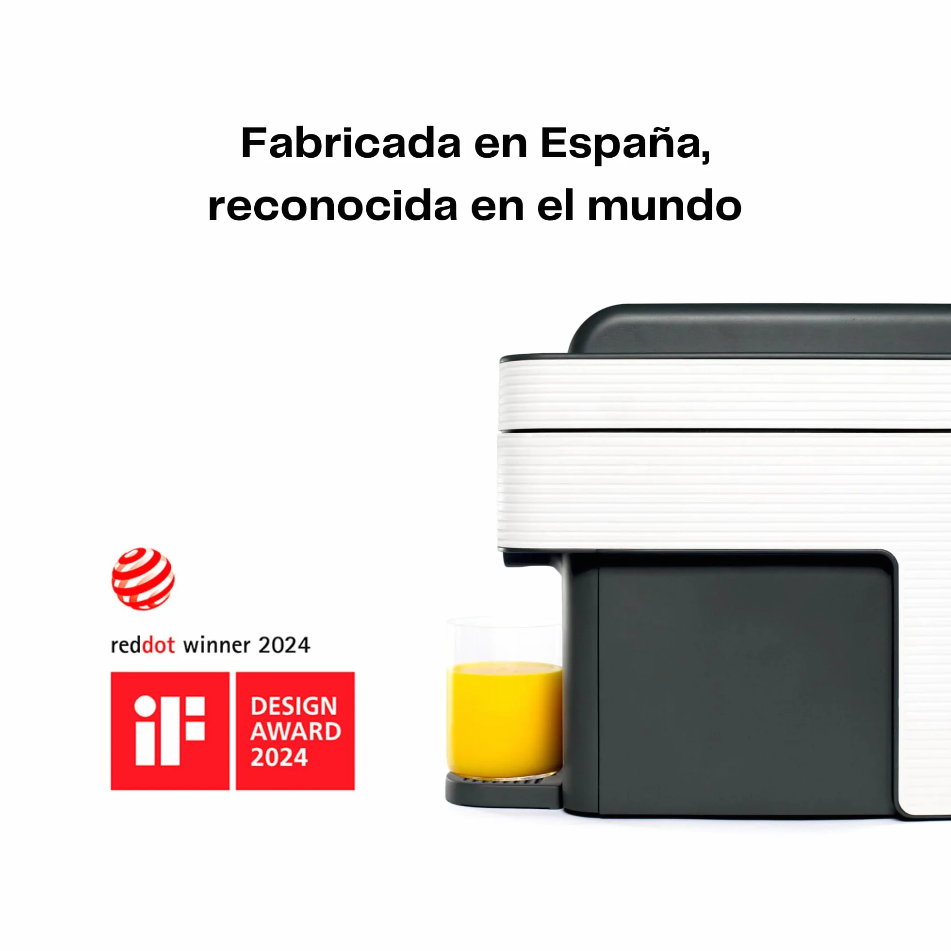 One exprimidor de naranjas electrico automatico | Tu zumo listo en menos de un minuto con solo pulsar un botón - orange juicer machine hecha en España | Más Rápida. Más Limpia. Mejor (BLANCO)