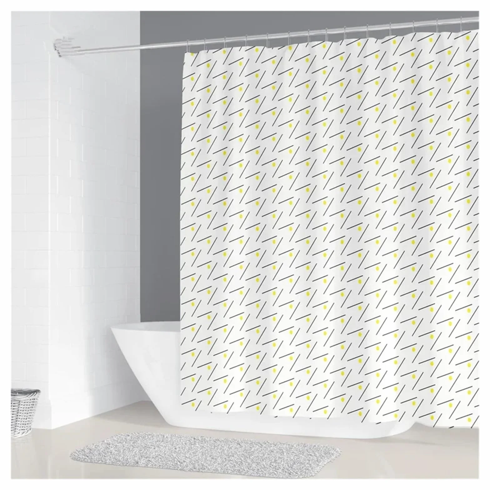 Cortina de ducha de 200 x 180 cm, cortina de ducha impermeable para baño, estampado geométrico simple, poliéster, decoración del hogar con 12 ganchos cortina de ducha lavable (Color 8, 120 x