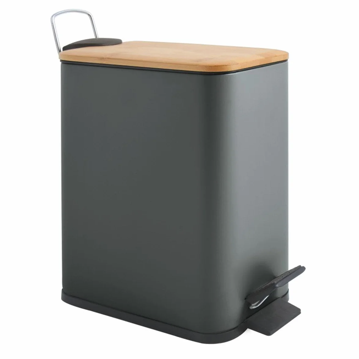 Spirella Cubo de Basura con Pedal 5 Litros Erik Cierre Suave Silencioso Gris Oscuro Mate
